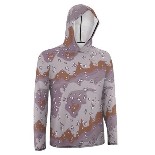 Alternative view of Chocolate Chip ERDL Snowy Tree  Sun Protection Hooded Rashguard T-Shirt