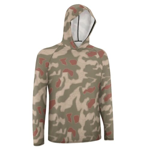 Alternative view of German WWII Sumpfmuster 44 Camouflage Sun Protection Hooded Rashguard T-Shirt