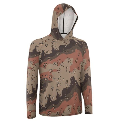 Alternative view of Chocolate Chip ERDL Brown  Sun Protection Hooded Rashguard T-Shirt