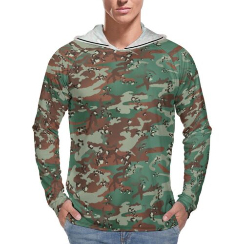Chocolate Chip MTP Woodland SAF  Sun Protection Hooded Rashguard T-Shirt