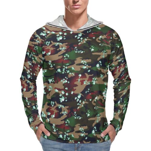 Chocolate Chip MTP Woodland Alps  Sun Protection Hooded Rashguard T-Shirt