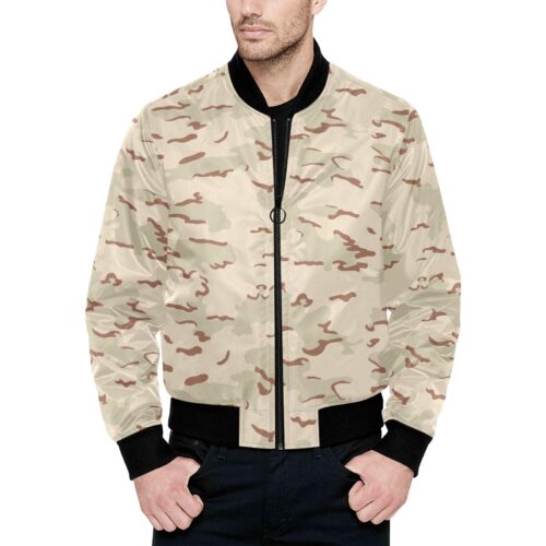 Belgian Jigsaw desert v2 Camouflage Quilted Bomber Jacket .