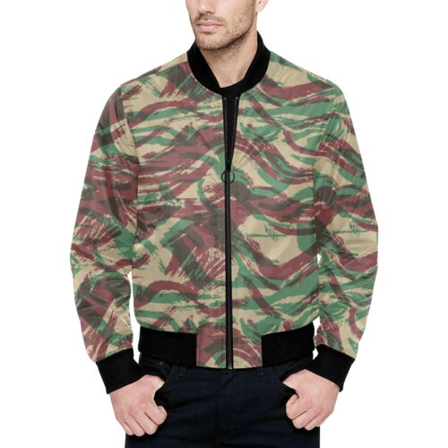 French Lizard D Camouflage Quilted Bomber Jacket .