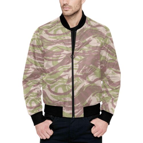 French Lizard D Tropical Camouflage Quilted Bomber Jacket .