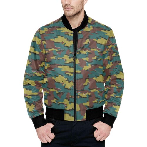Belgian Jigsaw Camouflage Quilted Bomber Jacket .