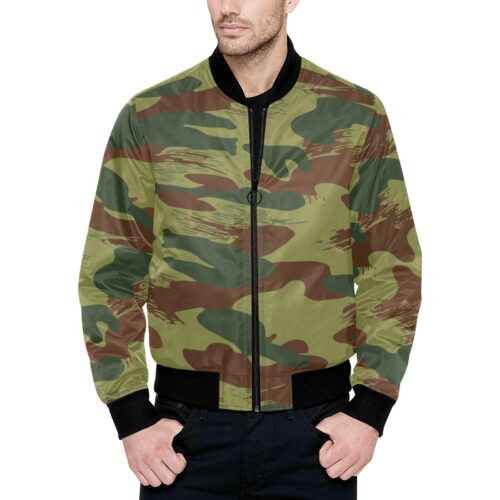 Belgian Brushstroke v3 Camouflage Quilted Bomber Jacket .