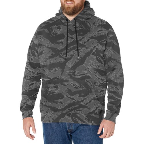 Night Tiger Stripe Camouflage Fleece Hoodie.