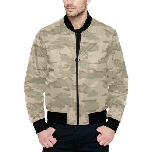 Beglian Jigsaw Desert 01 Camouflage Quilted Bomber Jacket .