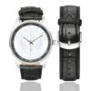 Men's casual watch with a round dial featuring the USAF 20th Air Force emblem, silver-tone case and black leather strap, shown with the strap to the side.