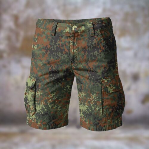 German Flecktarn Men’s Camouflage Cargo Shorts