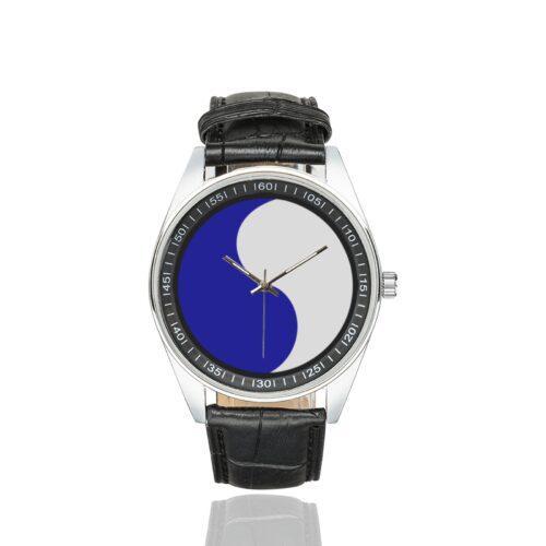 Men's casual watch with a round dial featuring the 29th ID SSI emblem, silver-tone case and black leather strap.
