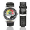 Men's casual watch with a round dial featuring the 3rd-special-forces emblem, silver-tone case and black leather strap, shown with the strap to the side.