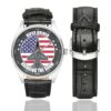 Men's casual watch with a round dial featuring the Viper Driver Bringing the Doom emblem, silver-tone case and black leather strap, shown with the strap to the side.