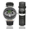 Men's casual watch with a round dial featuring the 5th-special-forces emblem, silver-tone case and black leather strap, shown with the strap to the side.
