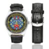 Men's casual watch with a round dial featuring the EGM 25-1 Maisons-Alfort emblem, silver-tone case and black leather strap, shown with the strap to the side.