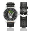 Men's casual watch with a round dial featuring the 13 DBLE Foreign Legion emblem, silver-tone case and black leather strap, shown with the strap to the side.