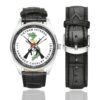 Men's casual watch with a round dial featuring the Vietnam Veteran 11th ACR emblem, silver-tone case and black leather strap, shown with the strap to the side.