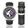 Men's casual watch with a round dial featuring the GIR Centre-Val de Loire emblem, silver-tone case and black leather strap, shown with the strap to the side.