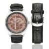Men's casual watch with a round dial featuring the Task Force Dagger emblem, silver-tone case and black leather strap, shown with the strap to the side.