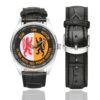 Men's casual watch with a round dial featuring the EGM 19-9 Noyon emblem, silver-tone case and black leather strap, shown with the strap to the side.