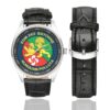 Men's casual watch with a round dial featuring the EGM 24-2 Bayonne emblem, silver-tone case and black leather strap, shown with the strap to the side.