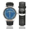 Men's casual watch with a deep blue dial bearing the white text "Commandement des Opérations Spéciales", silver-tone round case and black strap with buckle, shown front view with the strap presented to the side.