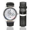 Men's casual watch with a round dial featuring the DRPJ 36 emblem, silver-tone case and black leather strap, shown with the strap to the side.