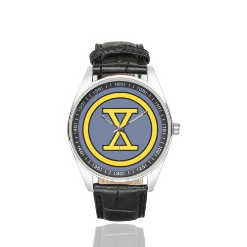 Men's casual watch with a round dial featuring the WWI-10D emblem, silver-tone case and black leather strap.
