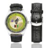 Men's casual watch with a round dial featuring the Train, Advise, and Assist Command - West TAAC-W emblem, silver-tone case and black leather strap, shown with the strap to the side.