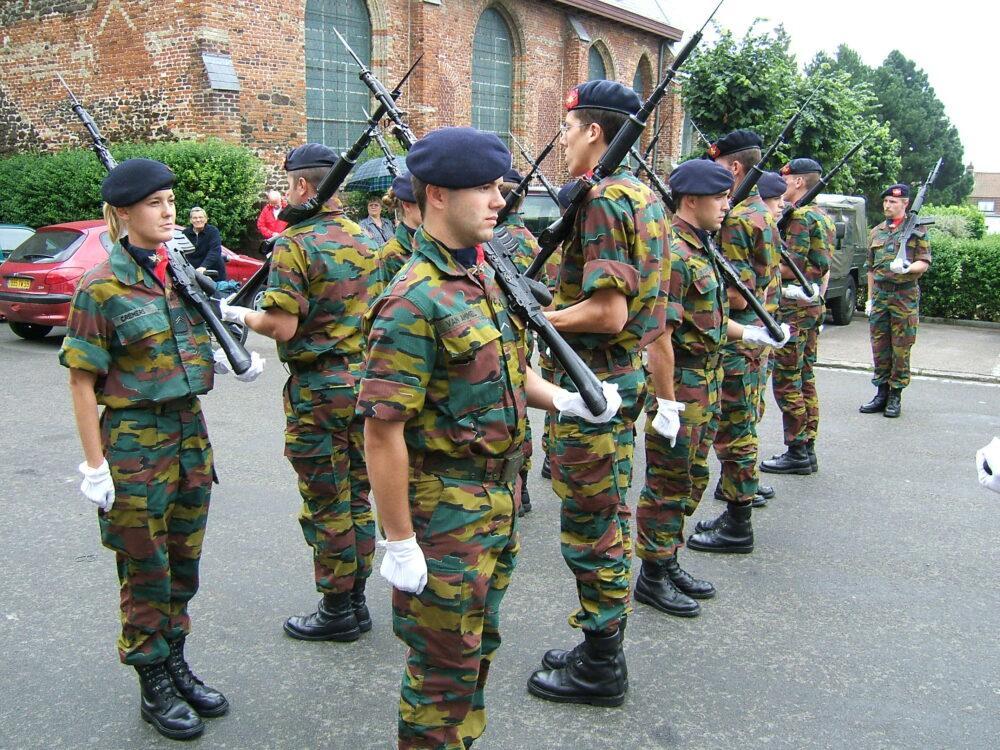 Belgian drill platoon wearing jigsaw camouflage in 2006