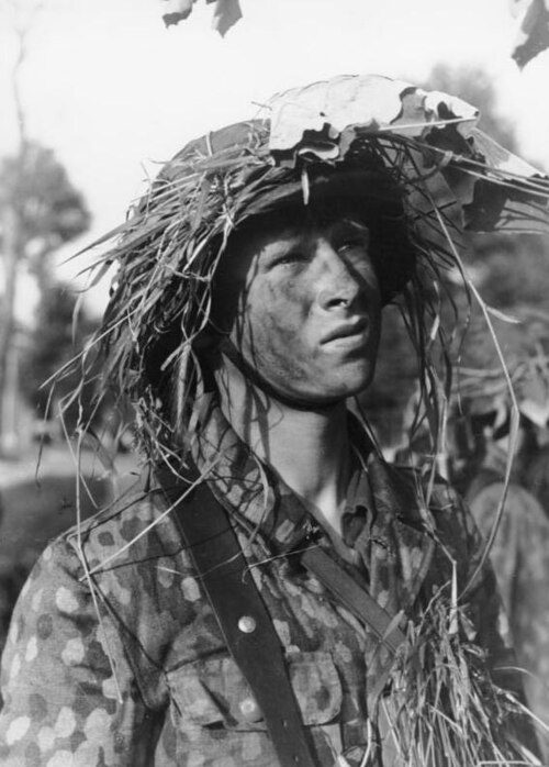Historical photograph of a Waffen-SS grenadier in France, 1944