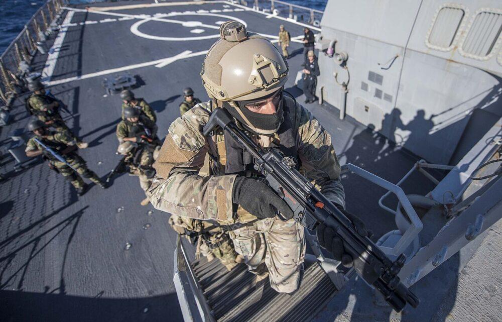 Member of the Armed Forces of Malta in MTP during a visit board search and seizure exercise