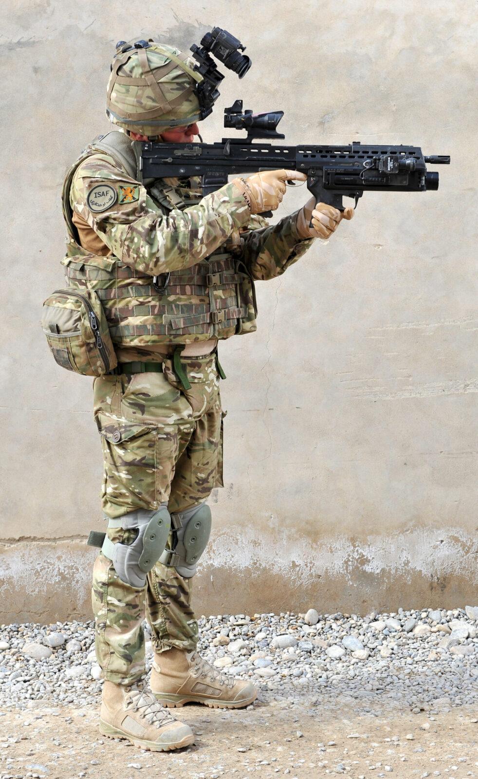 British soldier in MTP and full kit in Afghanistan