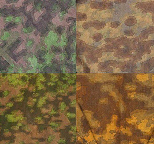 Swatch of the Rauchtarnmuster blurred edge camouflage pattern, both seasonal variants
