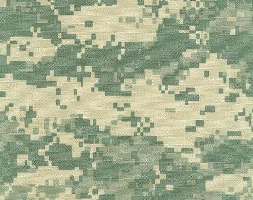 Swatch of the Universal Camouflage Pattern with Desert Sand, Urban Gray and Foliage Green