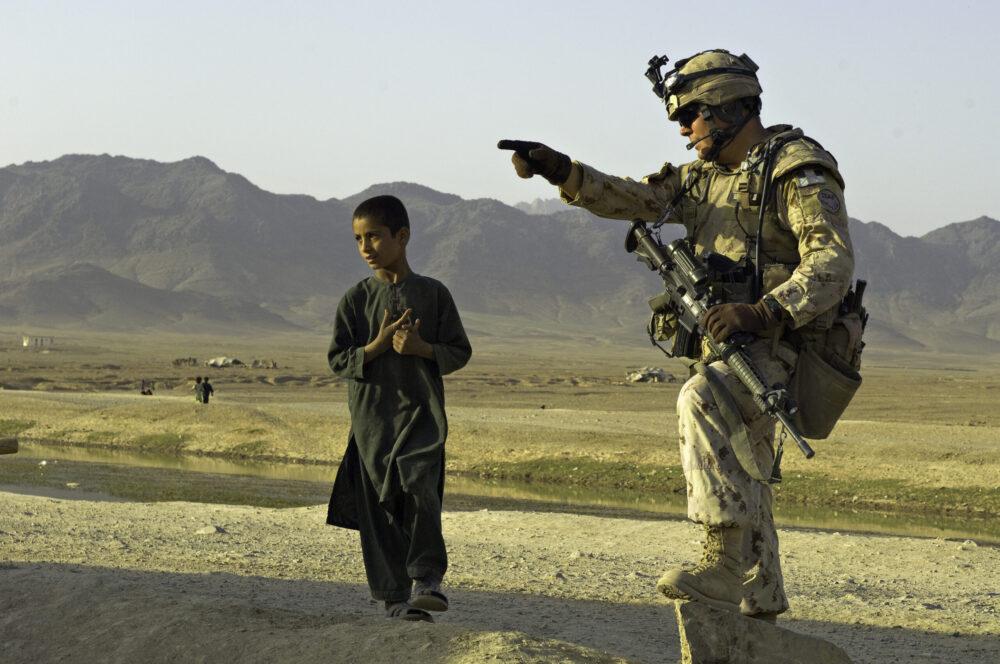 Canadian soldiers in CADPAT on patrol in Kandahar province, Afghanistan