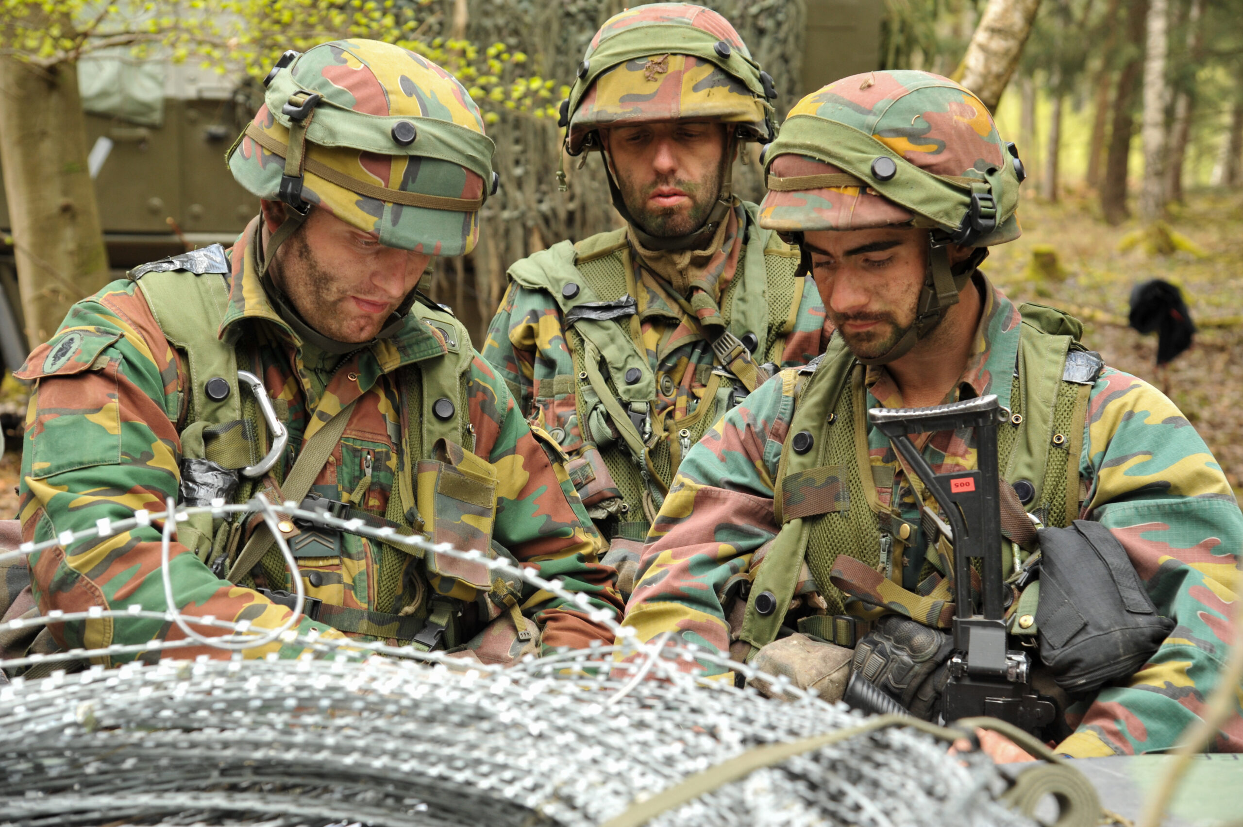 Belgian soldiers in jigsaw camouflage during a multinational exercise in 2015