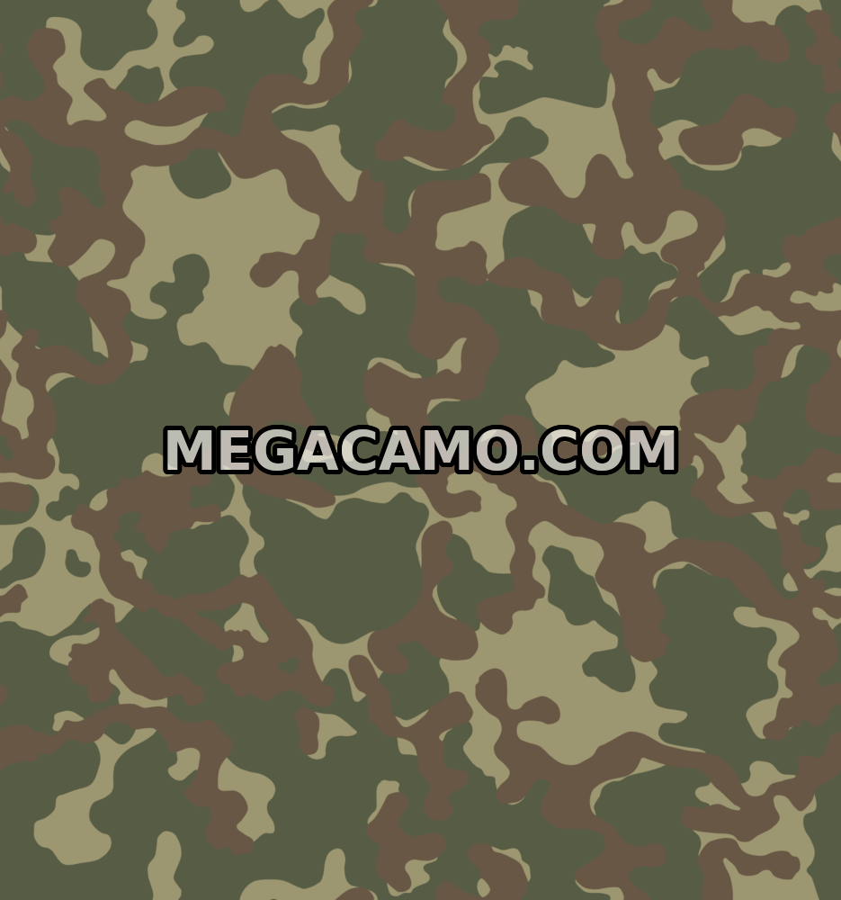 Watermarked reference plate of the green and brown three-colour woodland drawing behind the modern 1983 3-TsV TTsKO Woodland label.