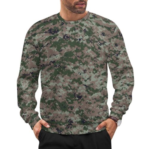 Canadian CADPAT Intermediate camouflage crewneck sweatshirt worn by a model