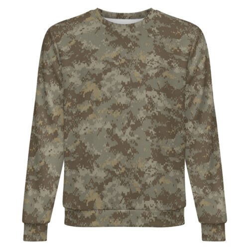 Canadian Desert v3 camouflage crewneck sweatshirt, front view