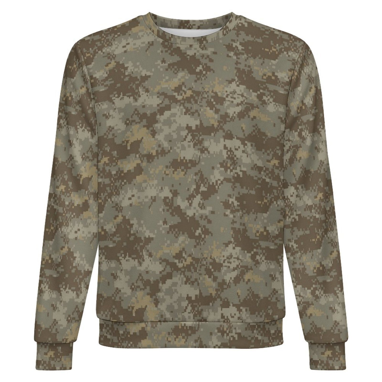 Canadian Desert v3 camouflage crewneck sweatshirt, front view