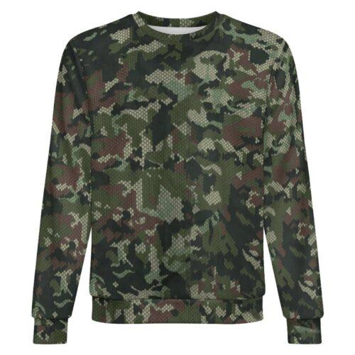 Colombian Camaleón camouflage crewneck sweatshirt, front view