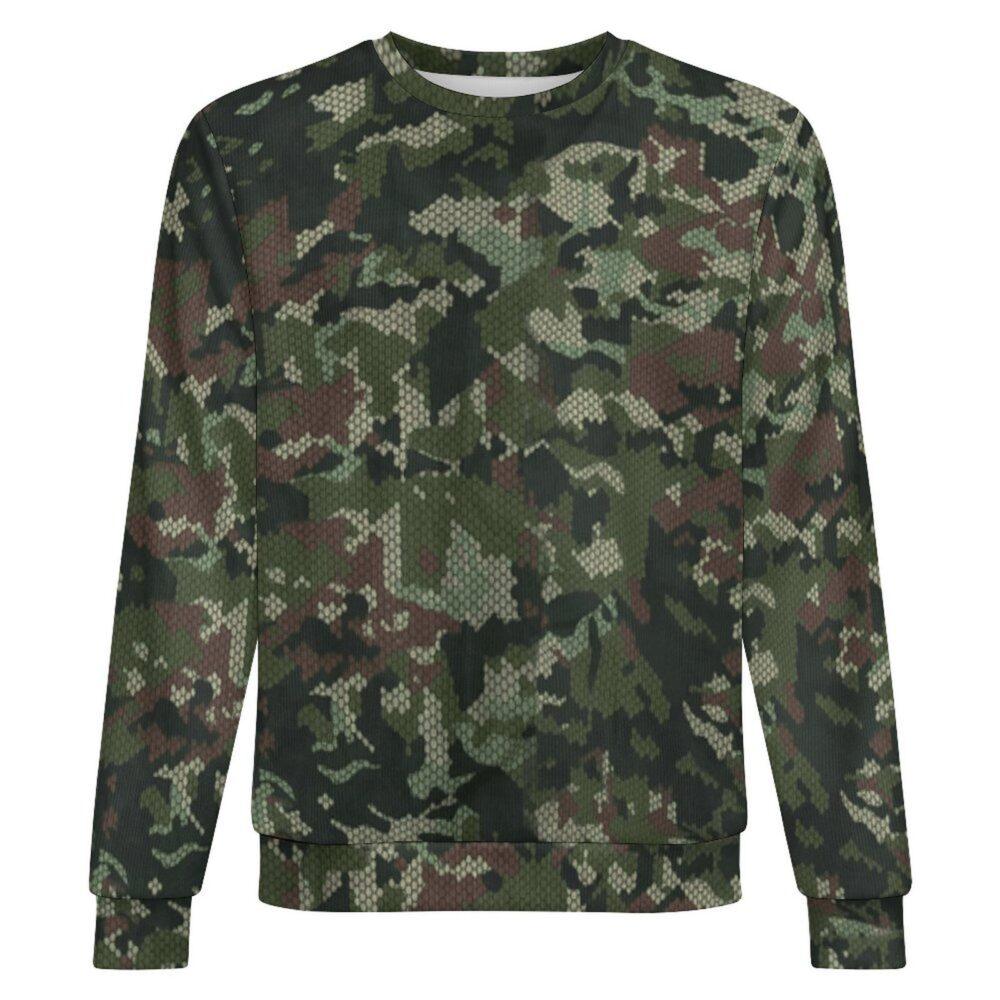 Colombian Camaleón camouflage crewneck sweatshirt, front view