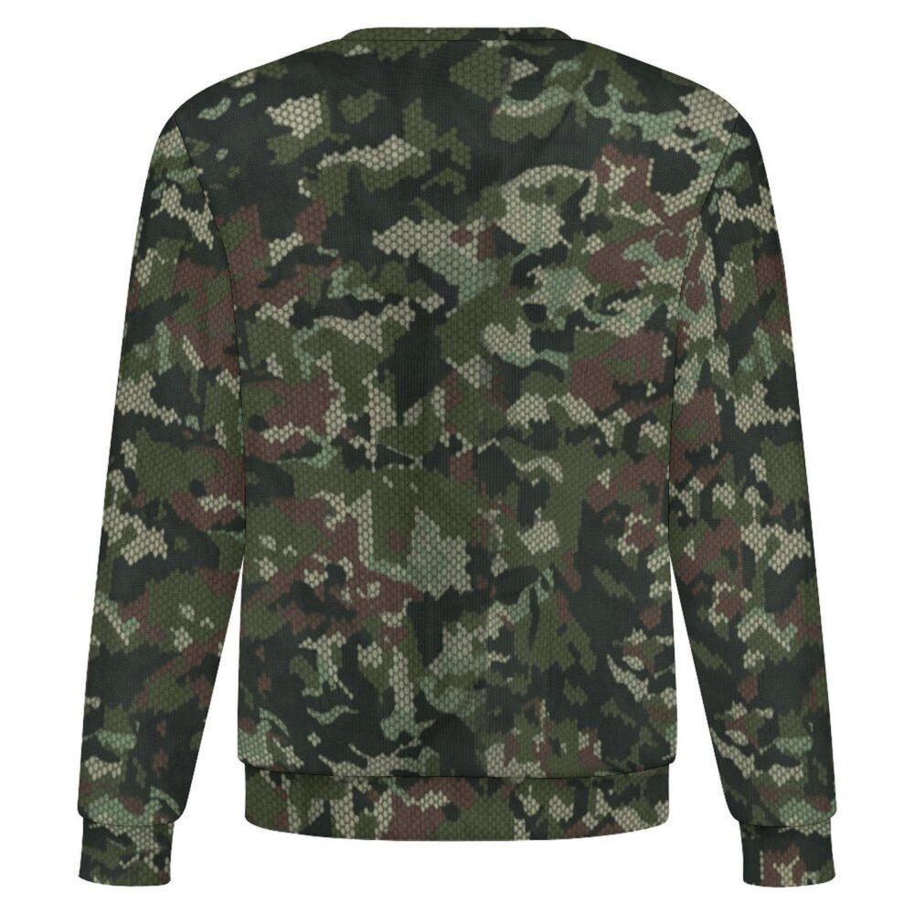 Colombian Camaleón camouflage crewneck sweatshirt, back view
