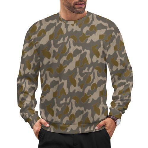 Austrian Steintarn Early camouflage crewneck sweatshirt worn by a model