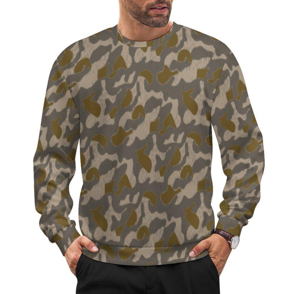 Austrian Steintarn Early camouflage crewneck sweatshirt worn by a model