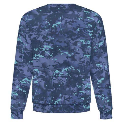 Ivory Coast Blue MTP camouflage crewneck sweatshirt, back view