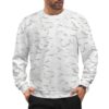 Belgian Jigsaw Arctic camouflage crewneck sweatshirt worn by a model