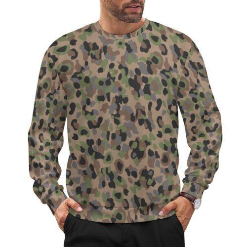 Austrian K4 Kampfanzug 59 camouflage crewneck sweatshirt worn by a model