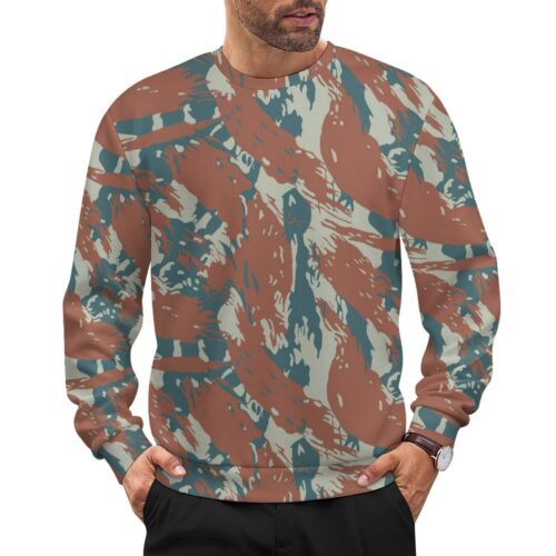 Brazilian Navy Jungle Lizard camouflage crewneck sweatshirt worn by a model